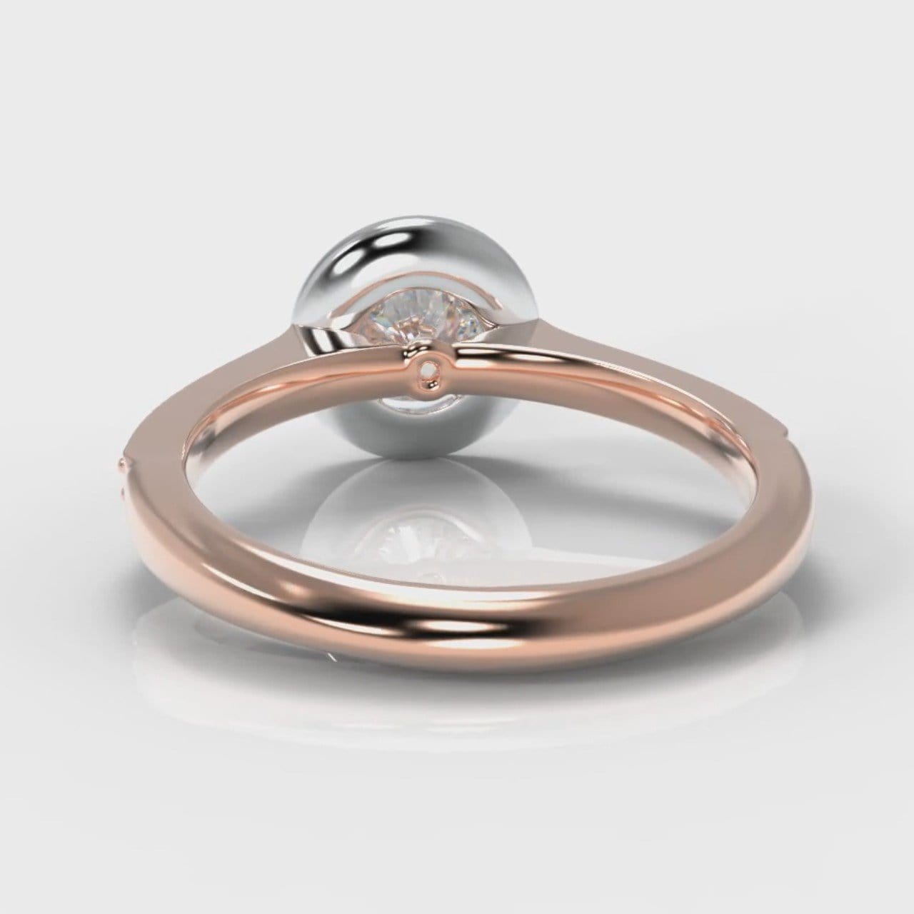 Pavé Round Brilliant Diamond Halo Engagement Ring - Two Tone Rose Gold