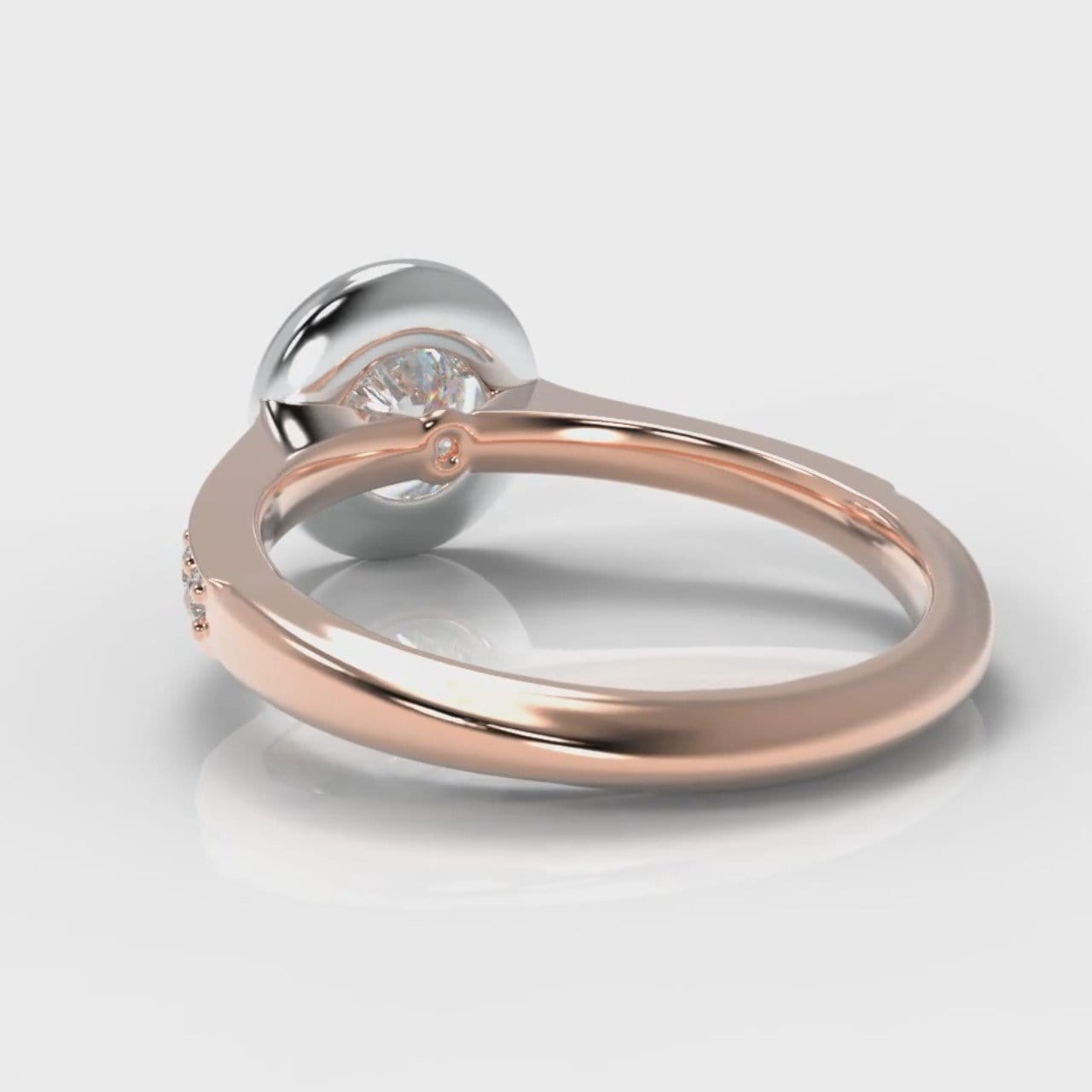 Pavé Round Brilliant Diamond Halo Engagement Ring - Two Tone Rose Gold