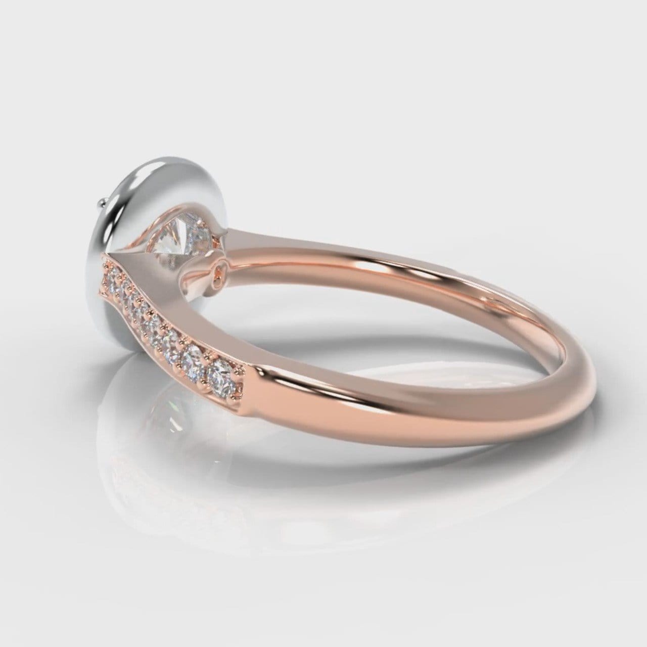 Pavé Round Brilliant Diamond Halo Engagement Ring - Two Tone Rose Gold