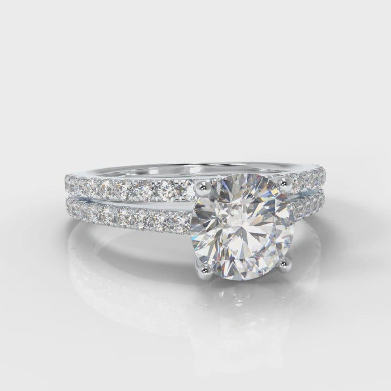 Petite Micropavé Round Brilliant Cut Diamond Bridal Set