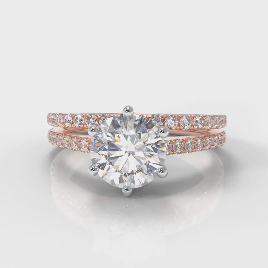 Star Petite Micropavé Round Brilliant Cut Diamond Bridal Set - Rose Gold