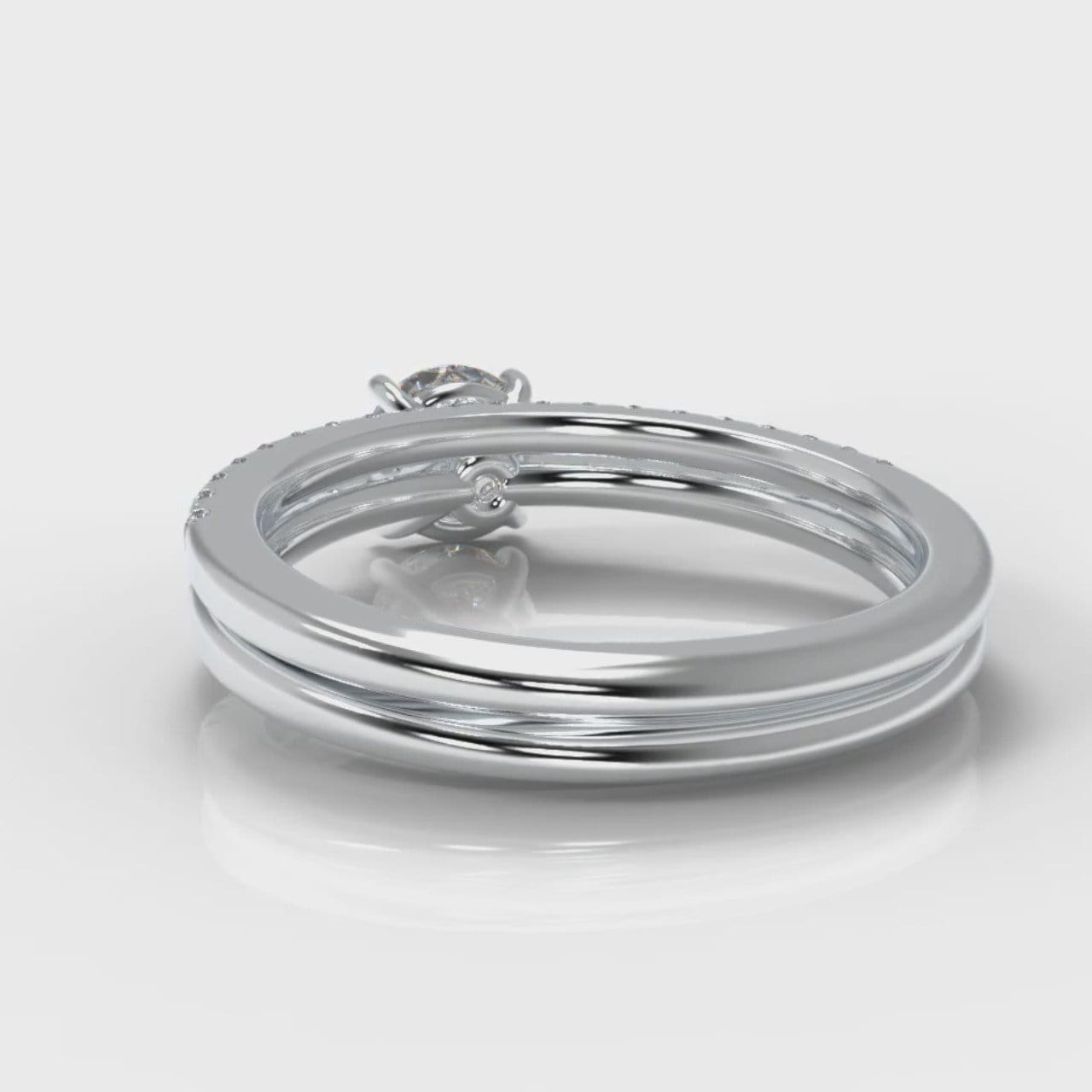 Petite Micropavé Round Brilliant Cut Diamond Bridal Set