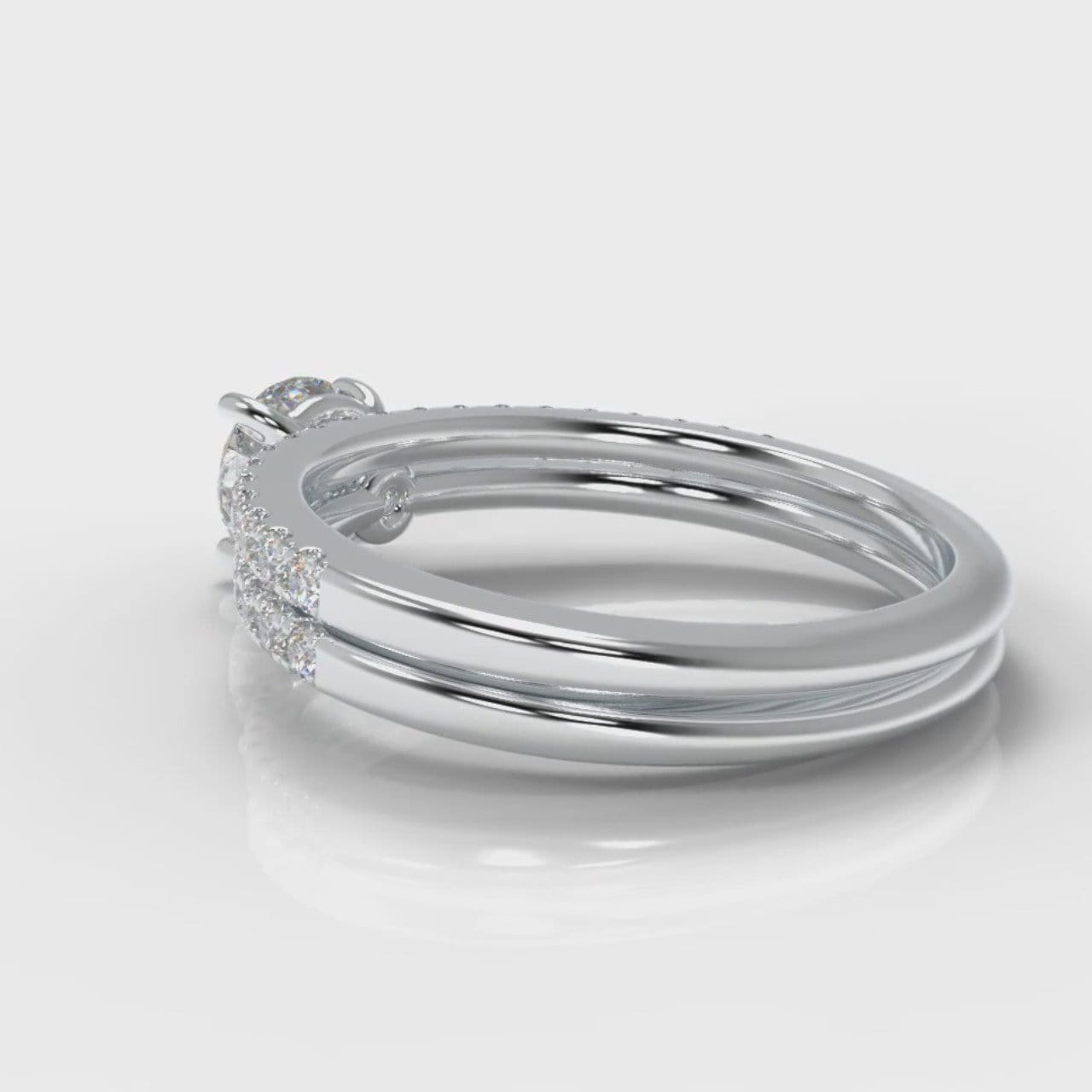 Petite Micropavé Round Brilliant Cut Diamond Bridal Set