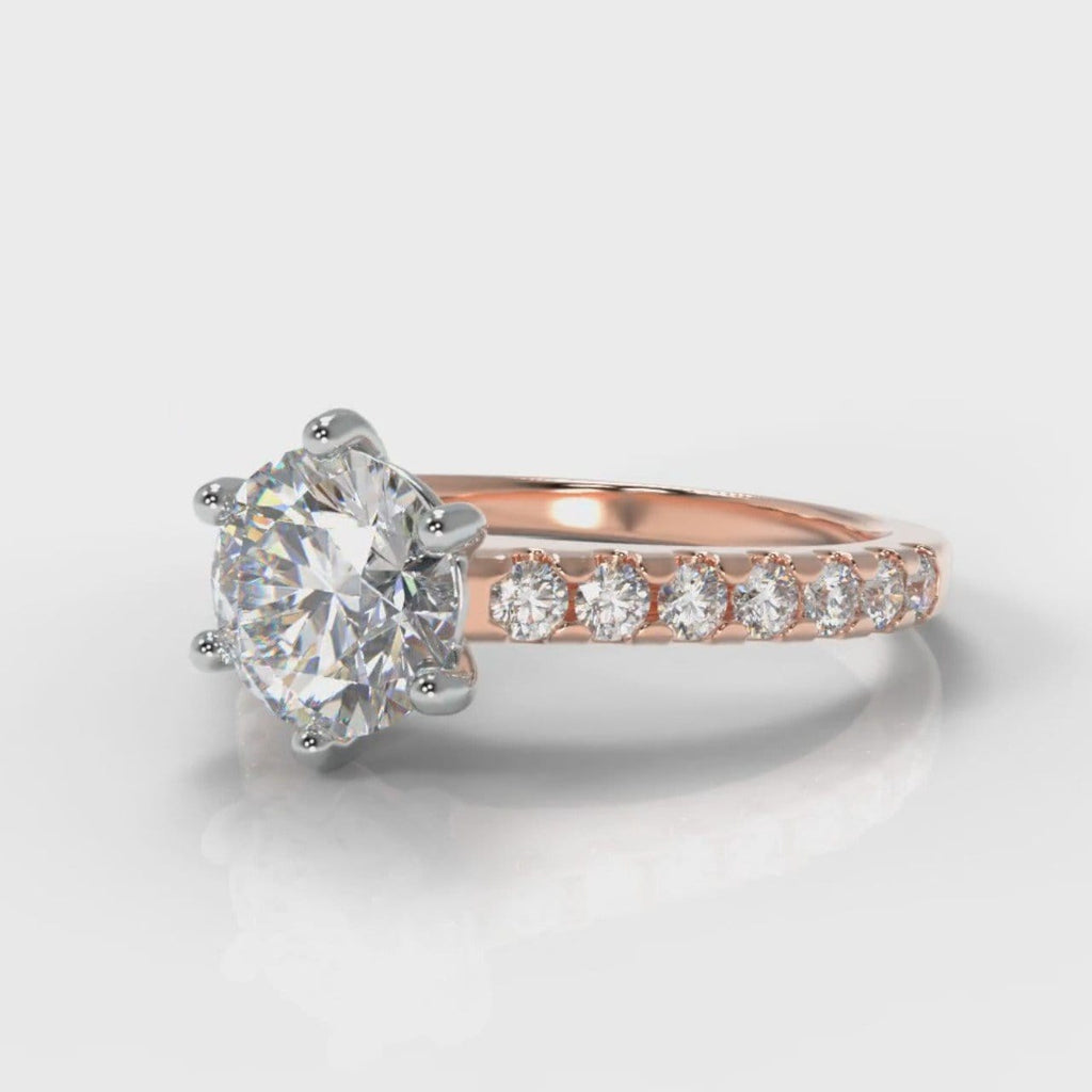 Star Micropavé Round Brilliant Diamond Engagement Ring - Rose Gold