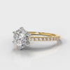 Star Petite Micropavé Round Brilliant Cut Diamond Engagement Ring - Yellow Gold