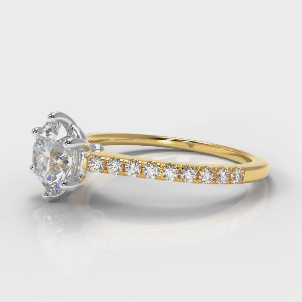 Star Petite Micropavé Round Brilliant Cut Diamond Engagement Ring - Yellow Gold