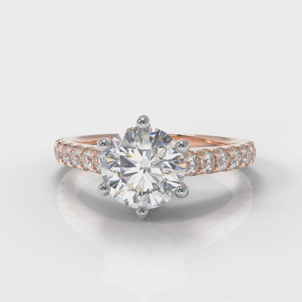 Star Micropavé Round Brilliant Diamond Engagement Ring - Rose Gold