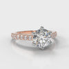 Star Micropavé Round Brilliant Diamond Engagement Ring - Rose Gold