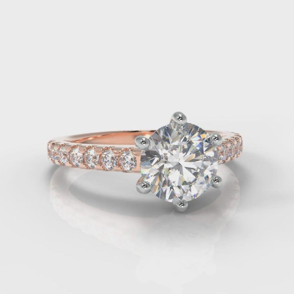 Star Micropavé Round Brilliant Diamond Engagement Ring - Rose Gold