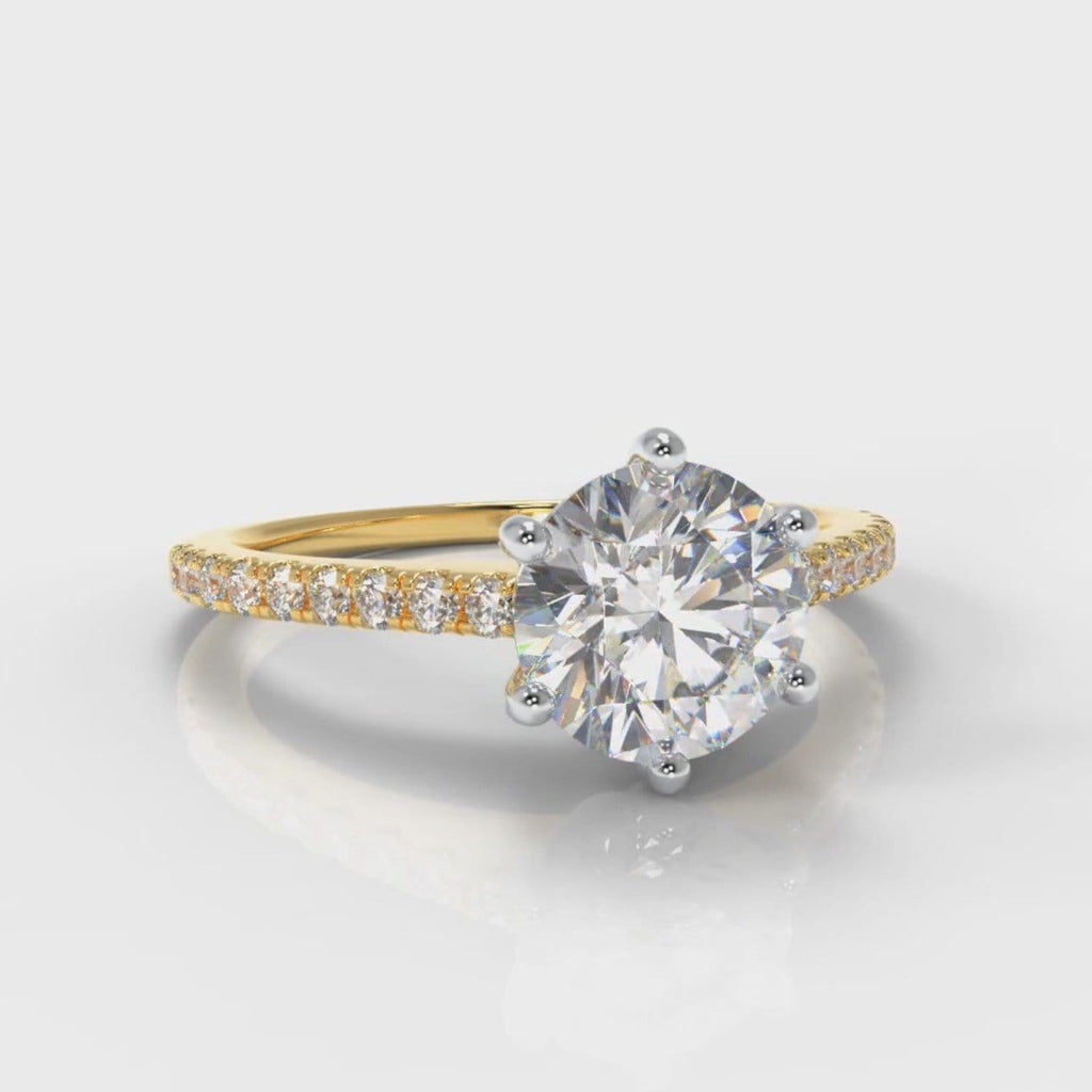 Star Petite Micropavé Round Brilliant Cut Diamond Engagement Ring - Yellow Gold