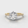Star Petite Micropavé Round Brilliant Cut Diamond Engagement Ring - Yellow Gold