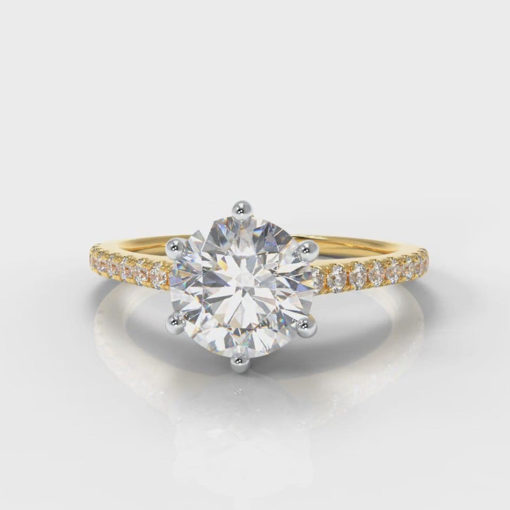 Star Petite Micropavé Round Brilliant Cut Diamond Engagement Ring - Yellow Gold