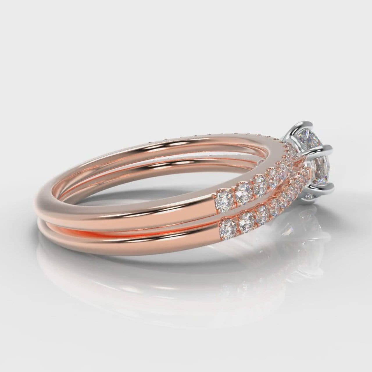 Star Petite Micropavé Round Brilliant Cut Diamond Bridal Set - Rose Gold