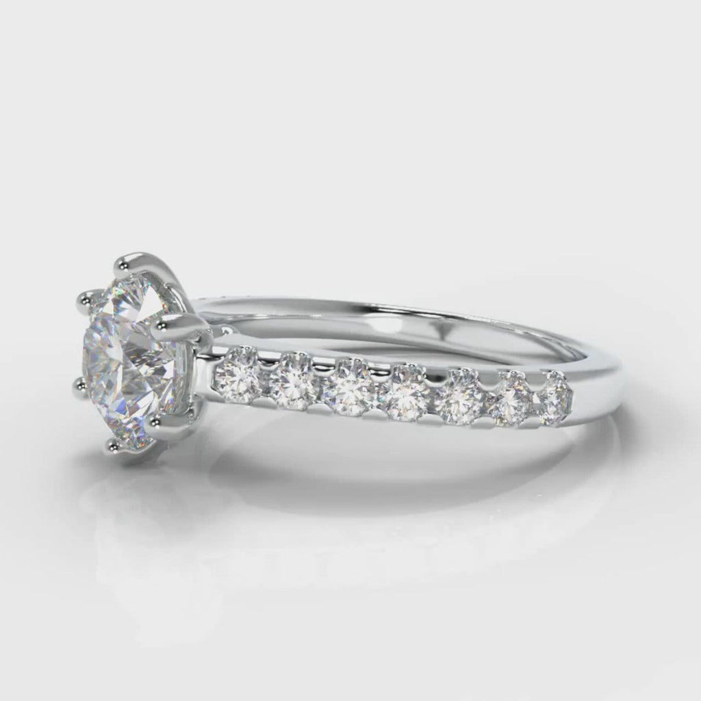 Star Micropavé Round Brilliant Diamond Engagement Ring