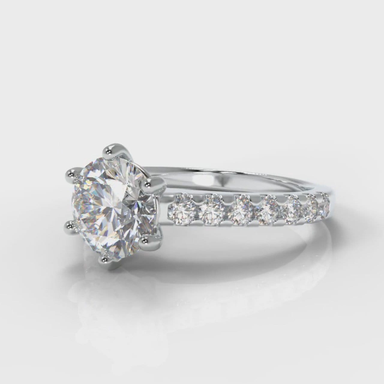 Star Micropavé Round Brilliant Diamond Engagement Ring