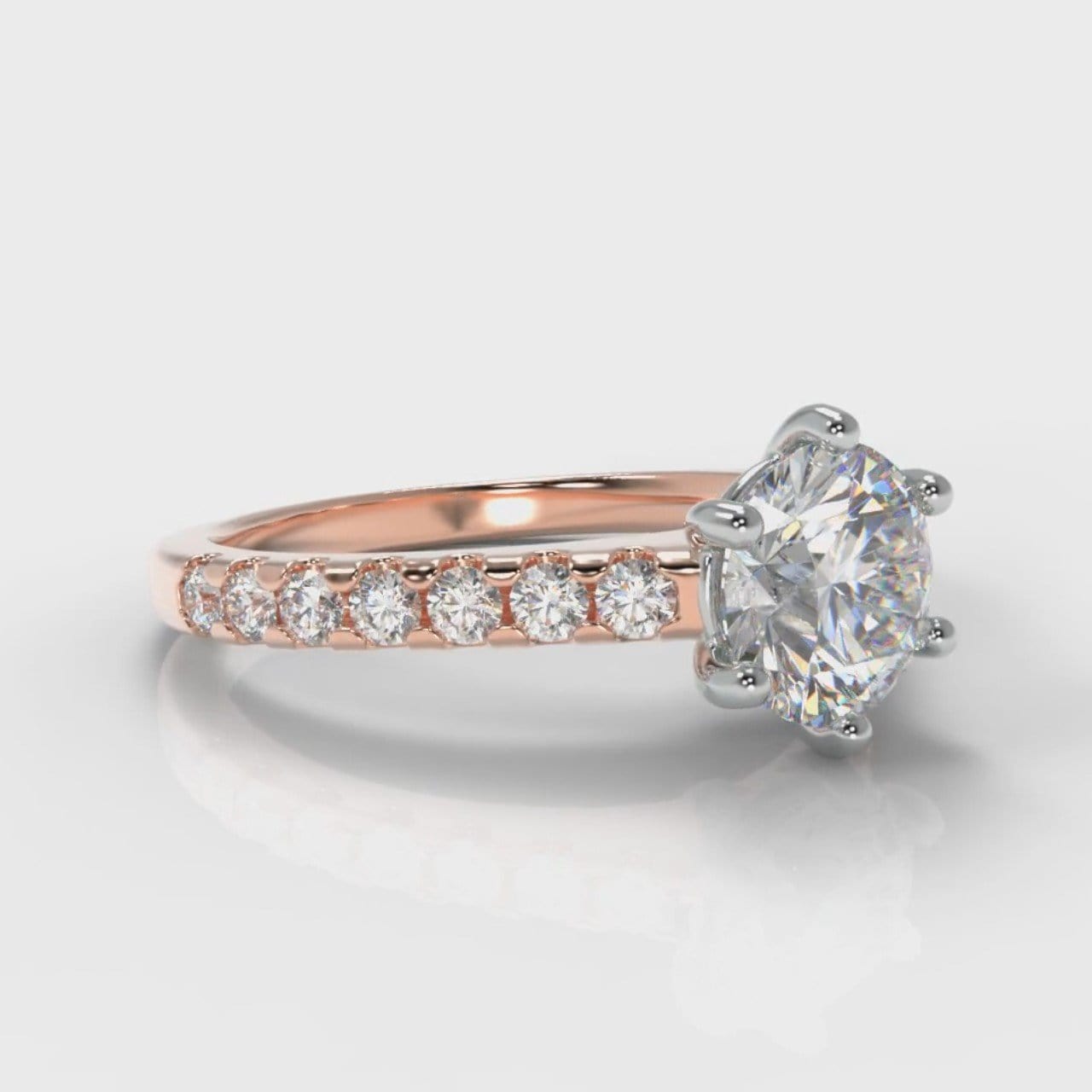 Star Micropavé Round Brilliant Diamond Engagement Ring - Rose Gold