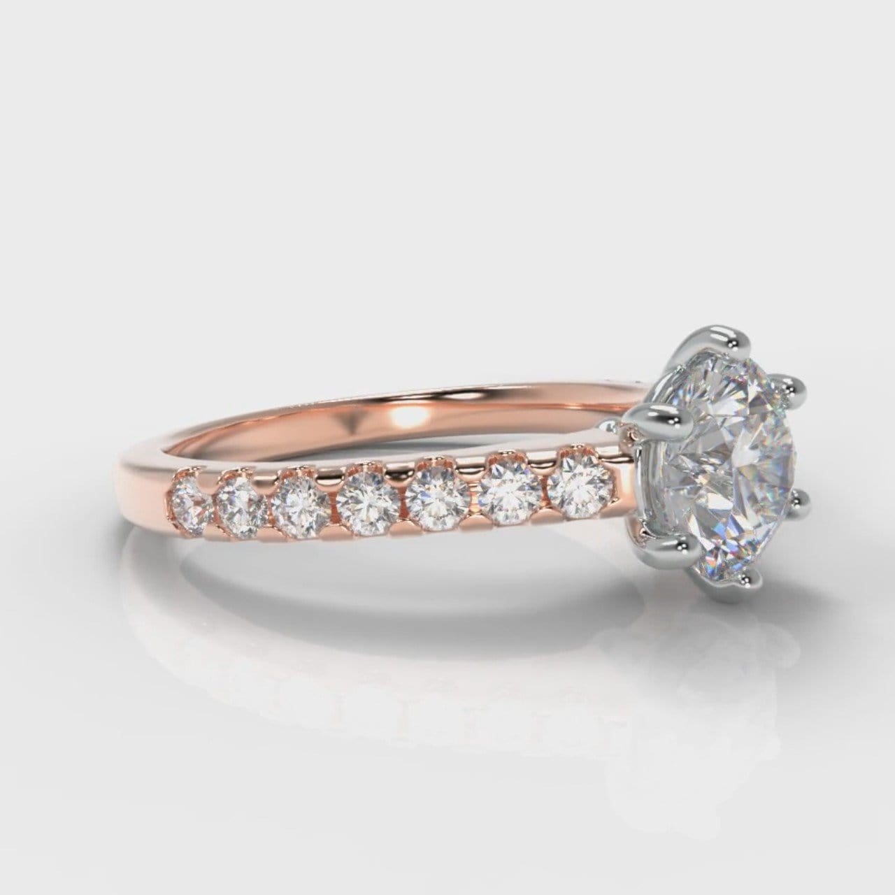 Star Micropavé Round Brilliant Diamond Engagement Ring - Rose Gold