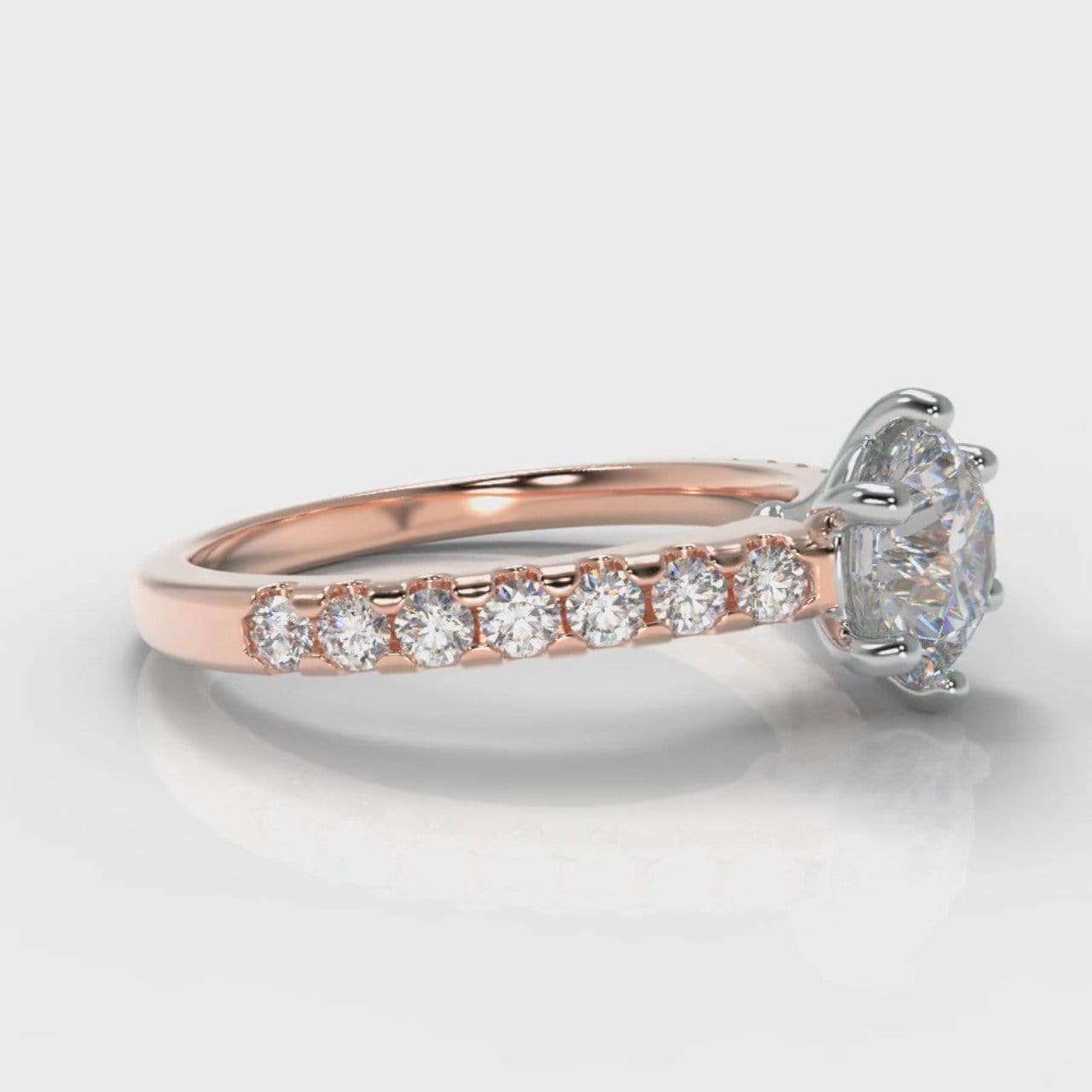 Star Micropavé Round Brilliant Diamond Engagement Ring - Rose Gold