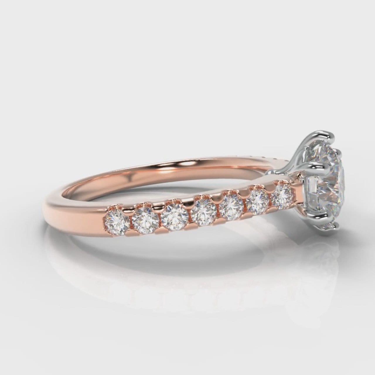 Star Micropavé Round Brilliant Diamond Engagement Ring - Rose Gold