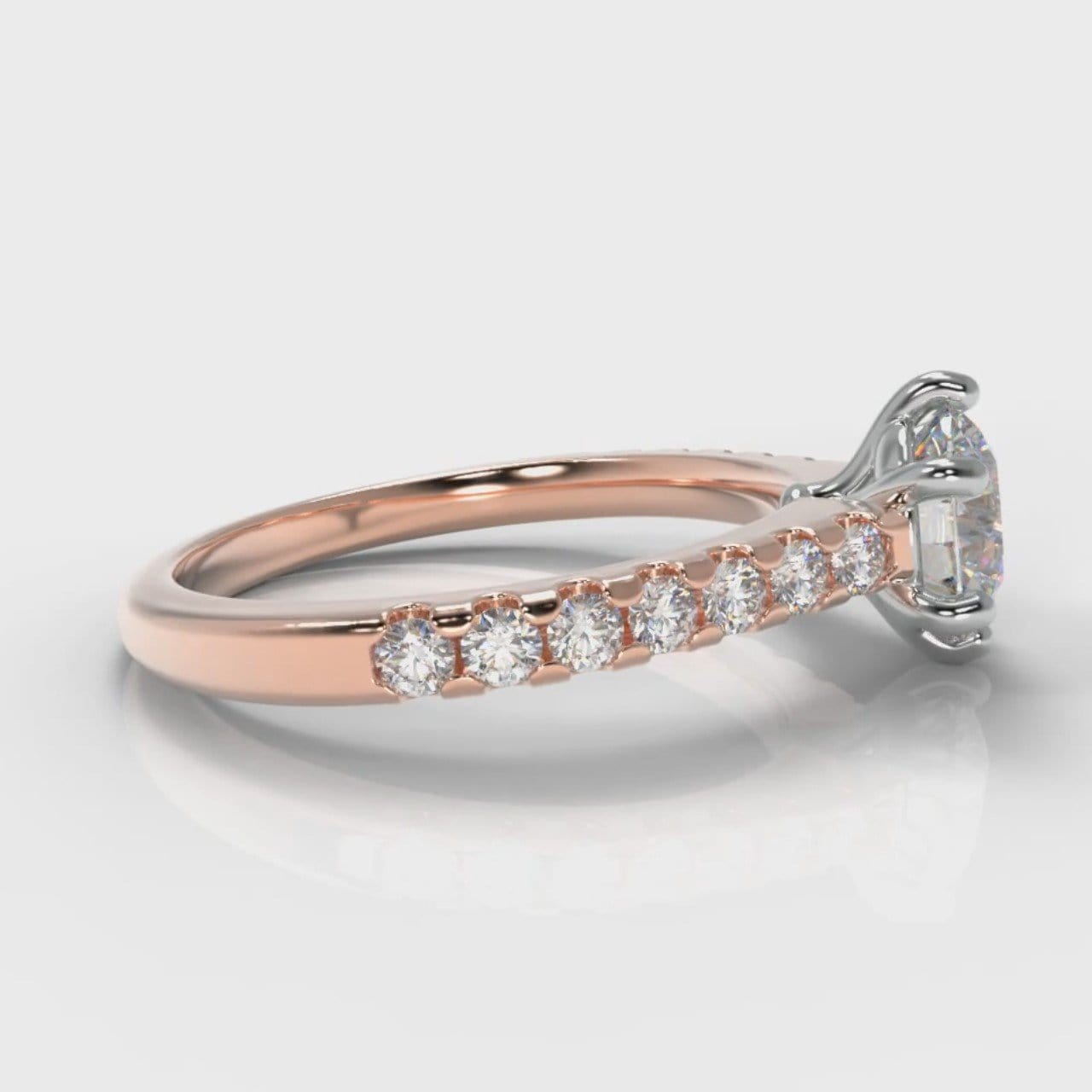 Star Micropavé Round Brilliant Diamond Engagement Ring - Rose Gold
