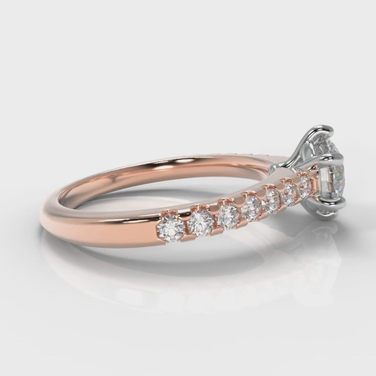 Star Micropavé Round Brilliant Diamond Engagement Ring - Rose Gold