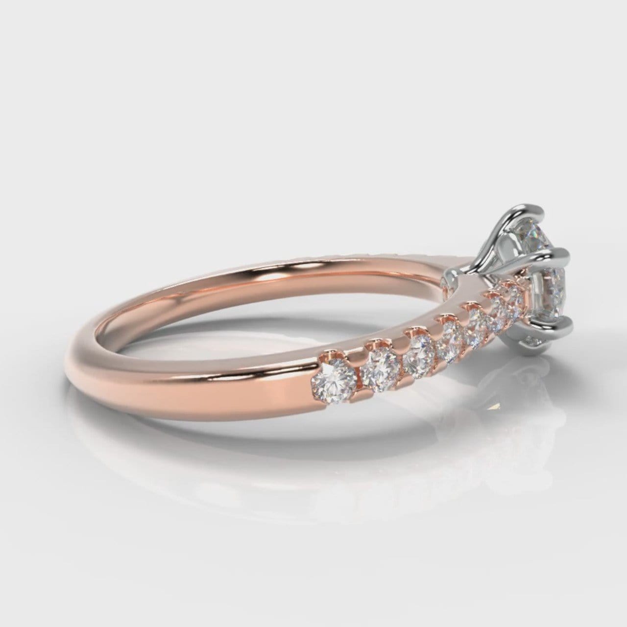 Star Micropavé Round Brilliant Diamond Engagement Ring - Rose Gold