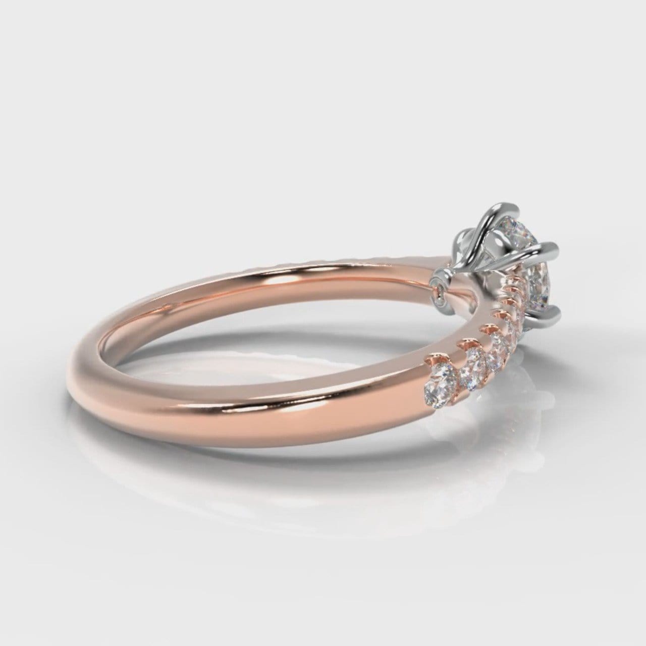 Star Micropavé Round Brilliant Diamond Engagement Ring - Rose Gold