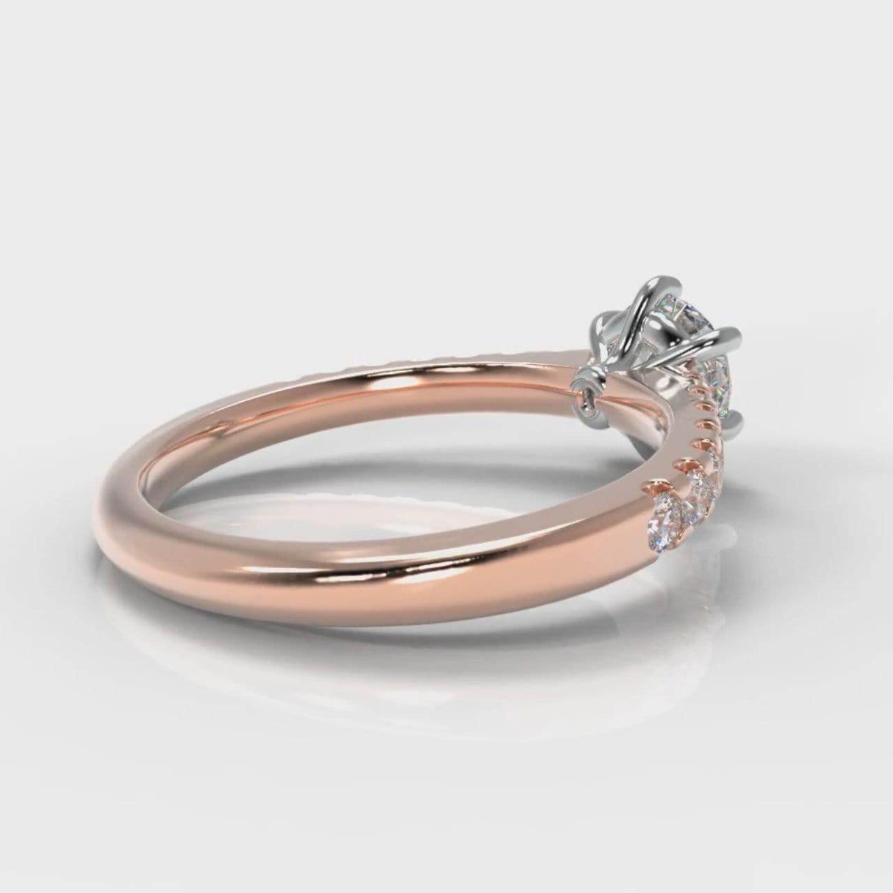 Star Micropavé Round Brilliant Diamond Engagement Ring - Rose Gold