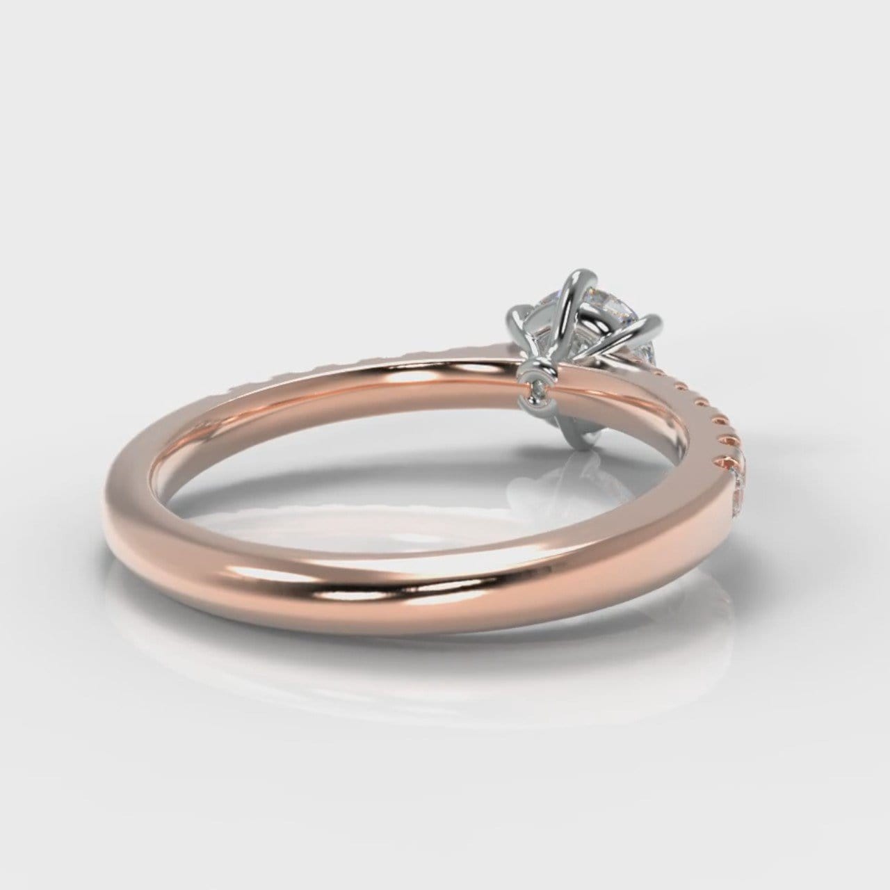 Star Micropavé Round Brilliant Diamond Engagement Ring - Rose Gold