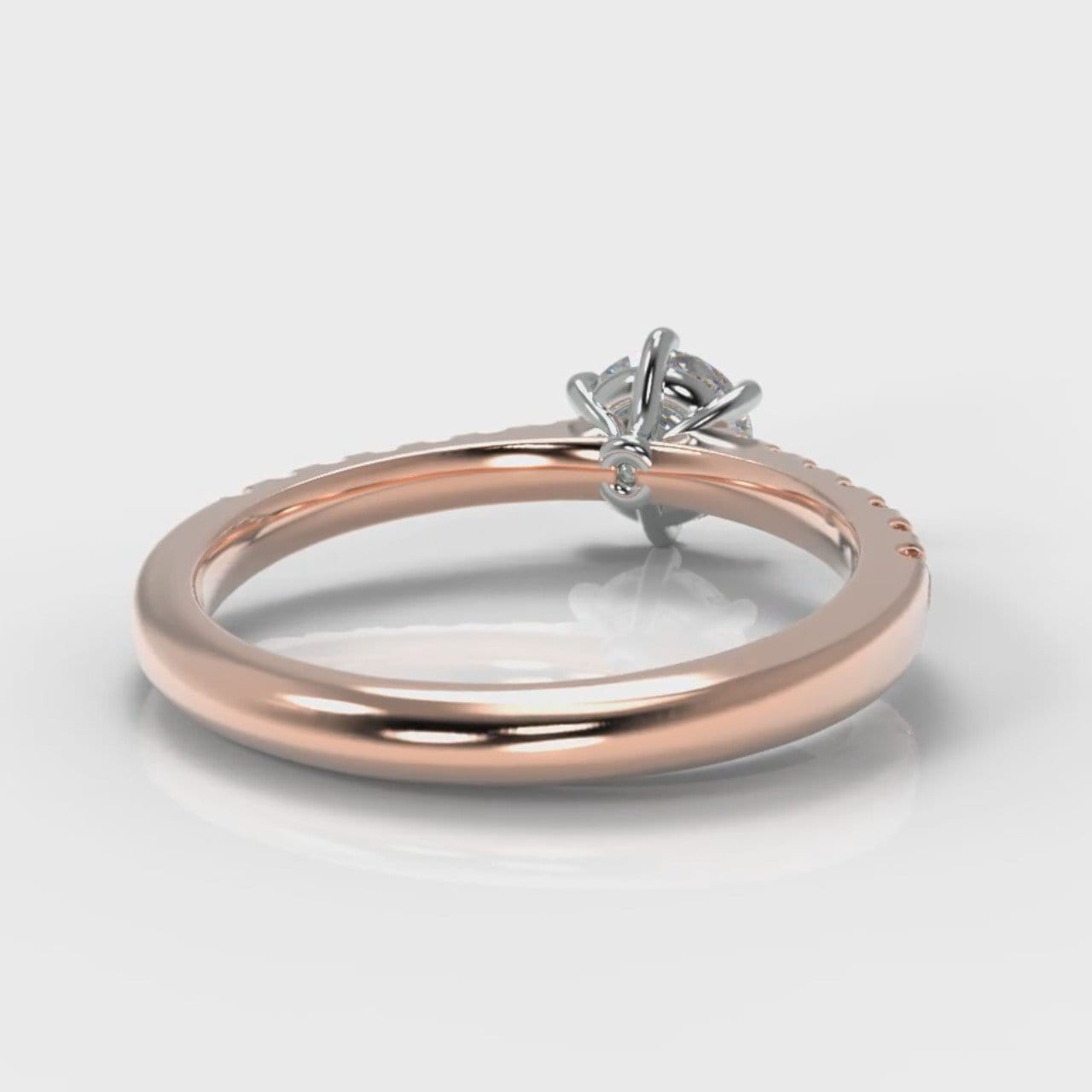 Star Micropavé Round Brilliant Diamond Engagement Ring - Rose Gold