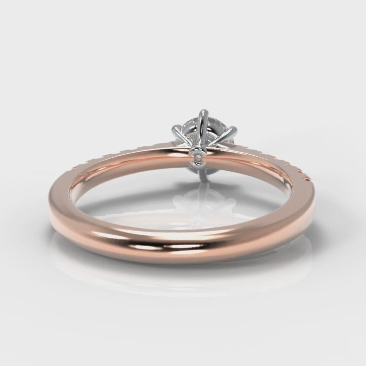 Star Micropavé Round Brilliant Diamond Engagement Ring - Rose Gold