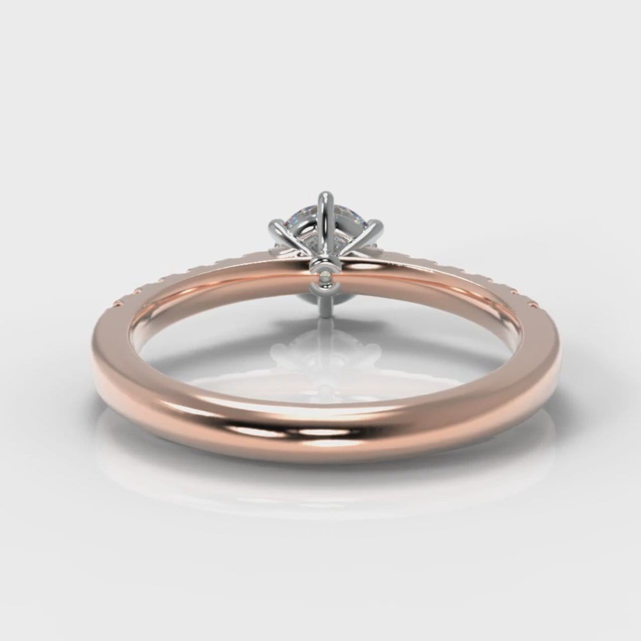 Star Micropavé Round Brilliant Diamond Engagement Ring - Rose Gold