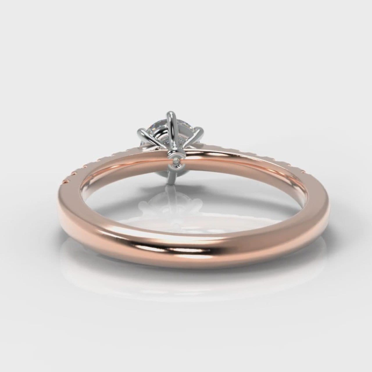 Star Micropavé Round Brilliant Diamond Engagement Ring - Rose Gold