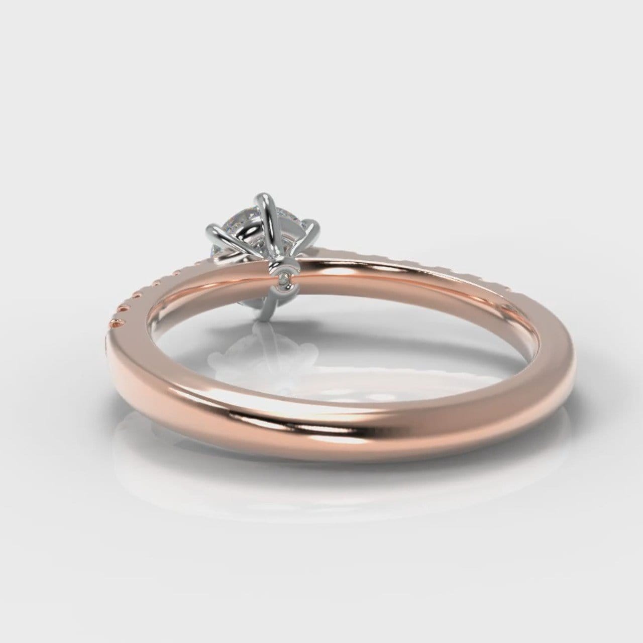 Star Micropavé Round Brilliant Diamond Engagement Ring - Rose Gold