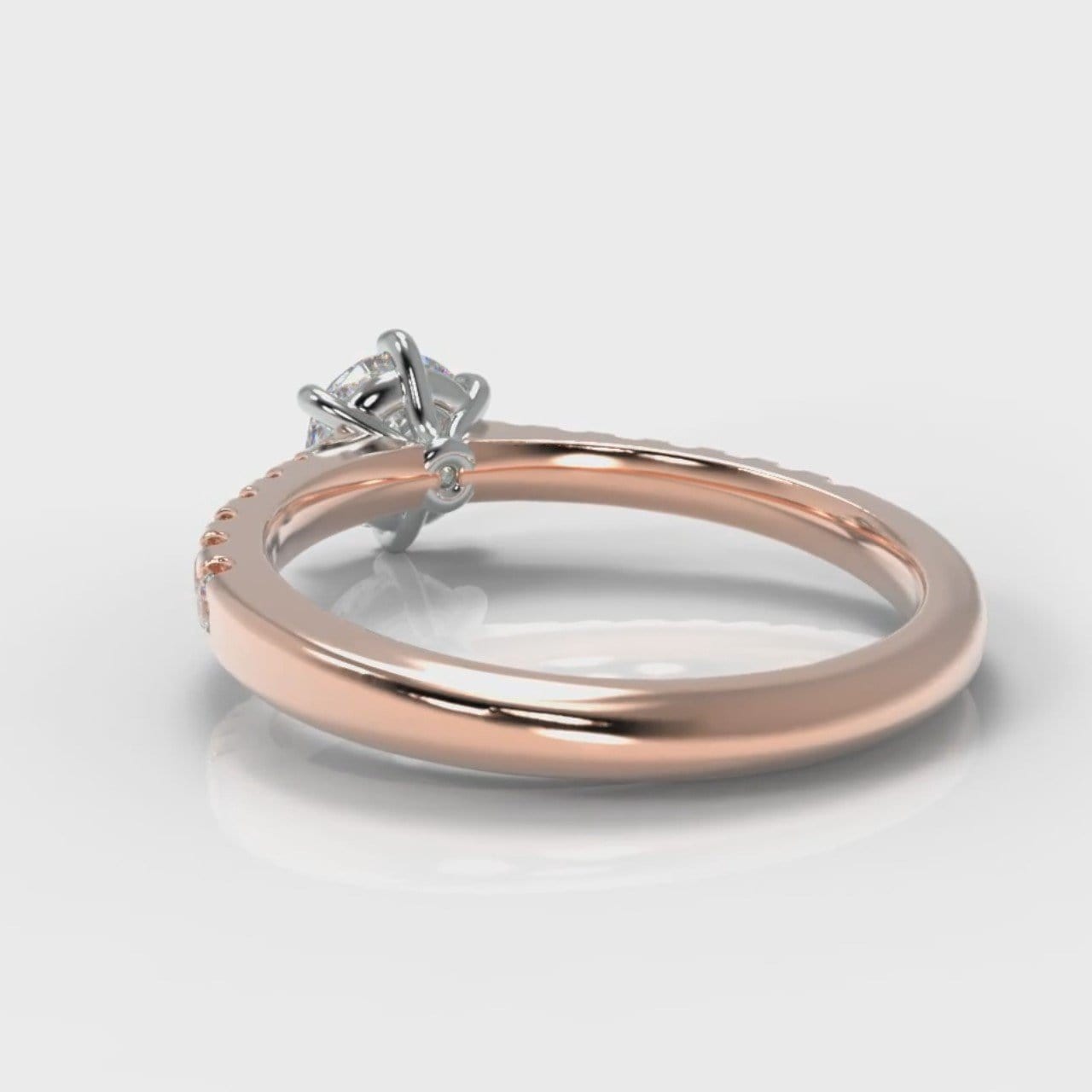 Star Micropavé Round Brilliant Diamond Engagement Ring - Rose Gold