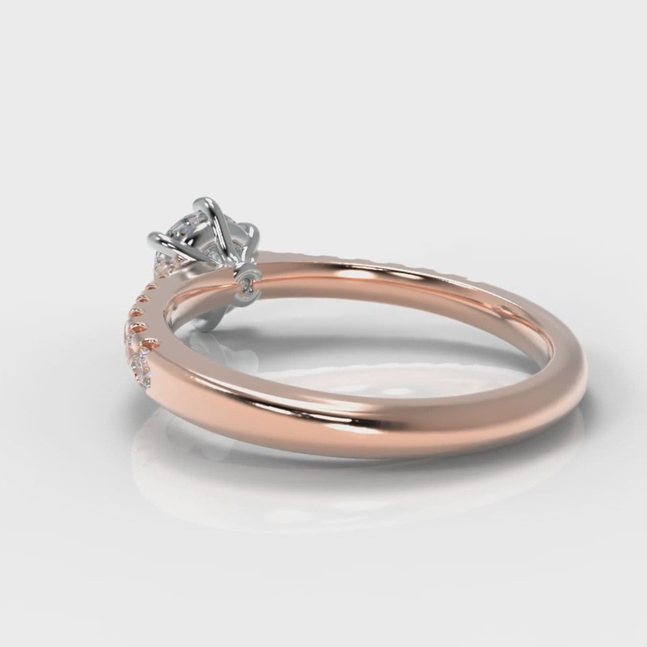 Star Micropavé Round Brilliant Diamond Engagement Ring - Rose Gold