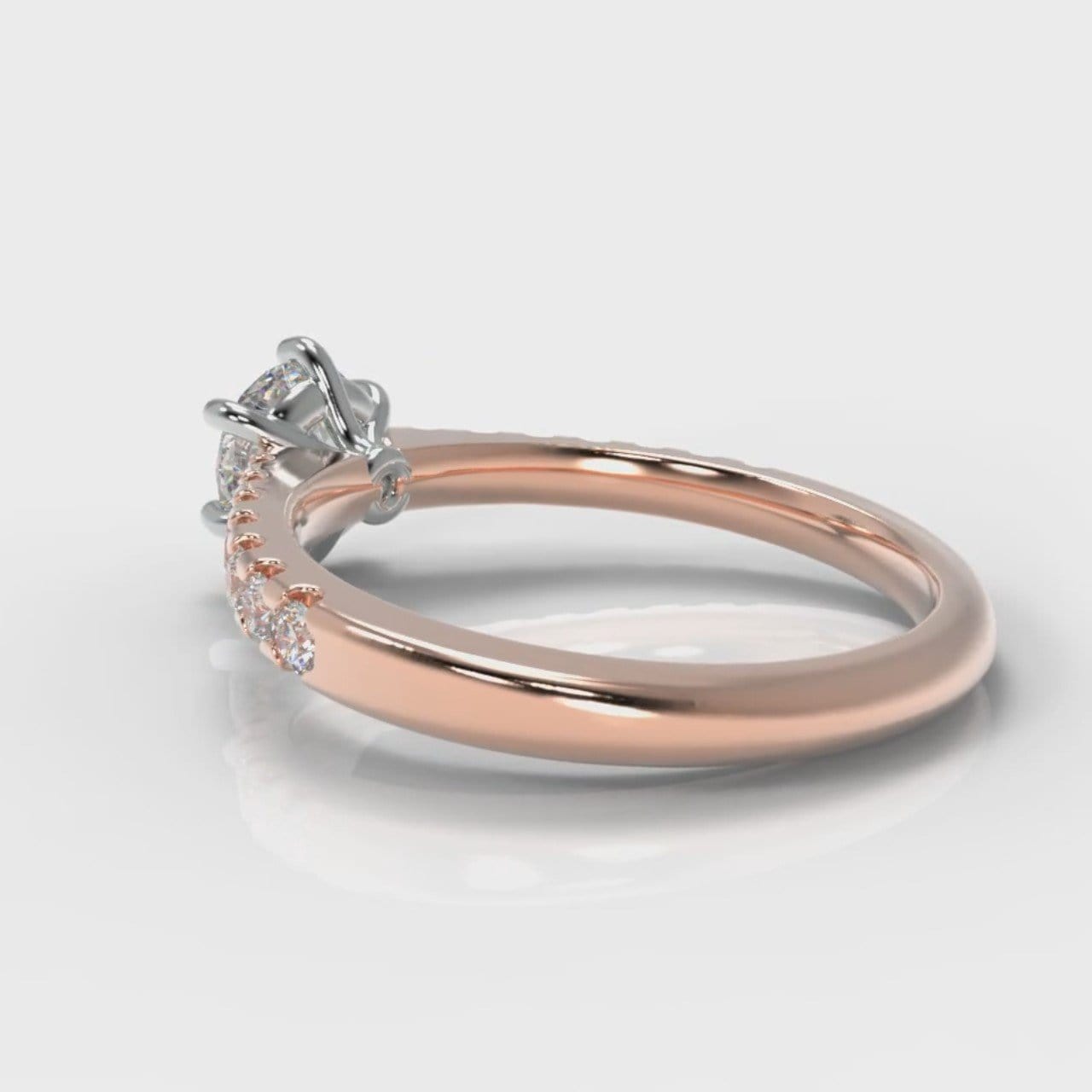 Star Micropavé Round Brilliant Diamond Engagement Ring - Rose Gold