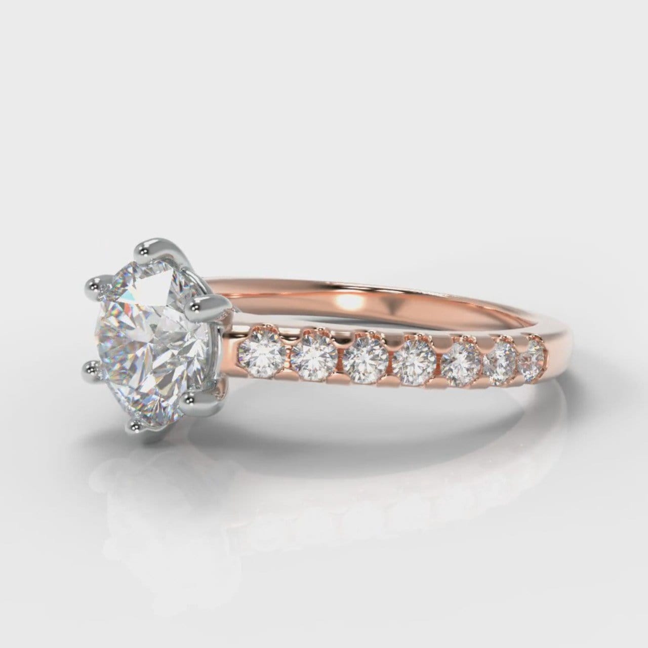 Star Micropavé Round Brilliant Diamond Engagement Ring - Rose Gold