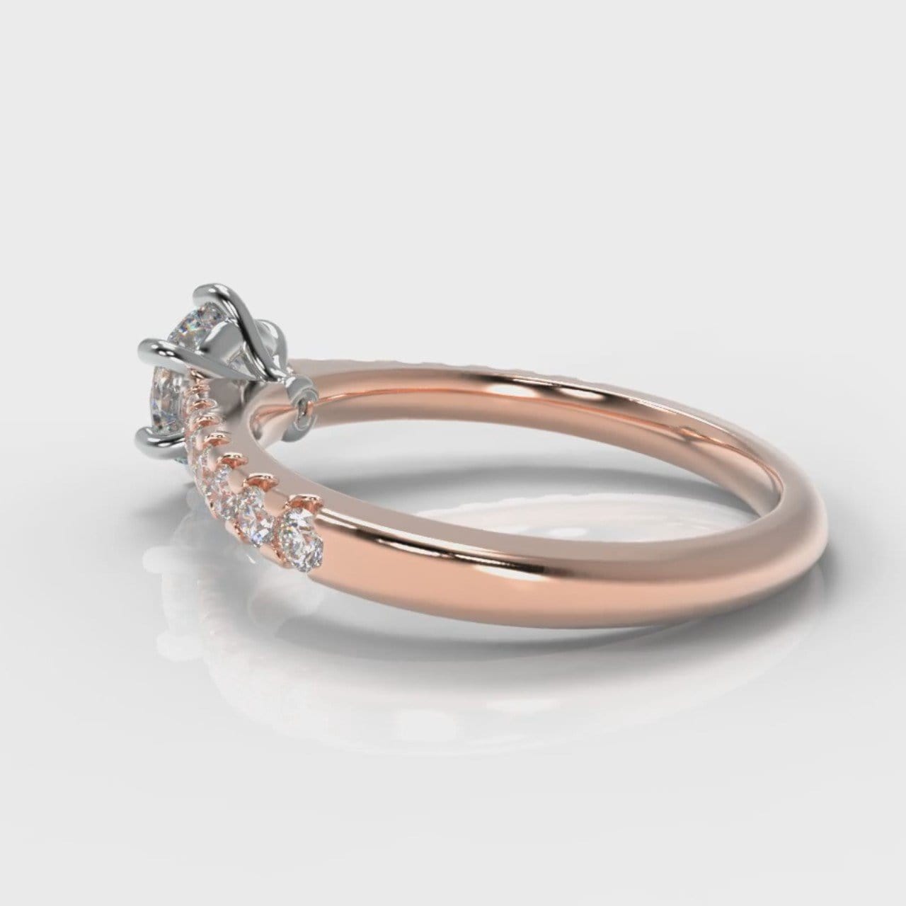 Star Micropavé Round Brilliant Diamond Engagement Ring - Rose Gold