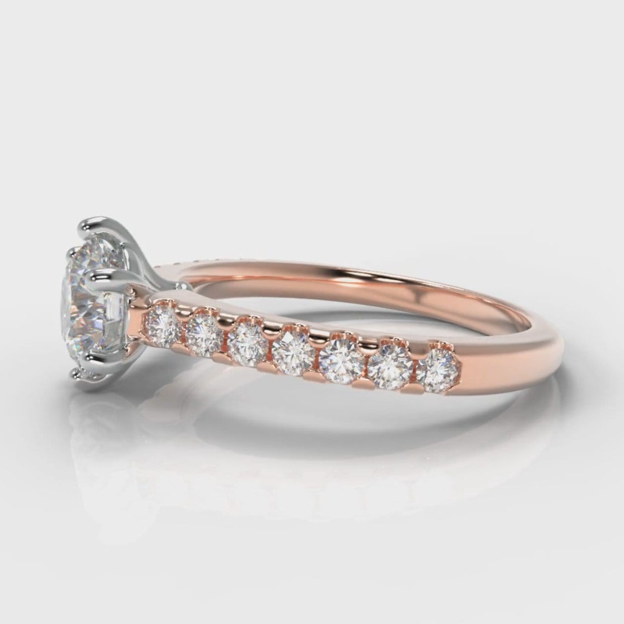Star Micropavé Round Brilliant Diamond Engagement Ring - Rose Gold