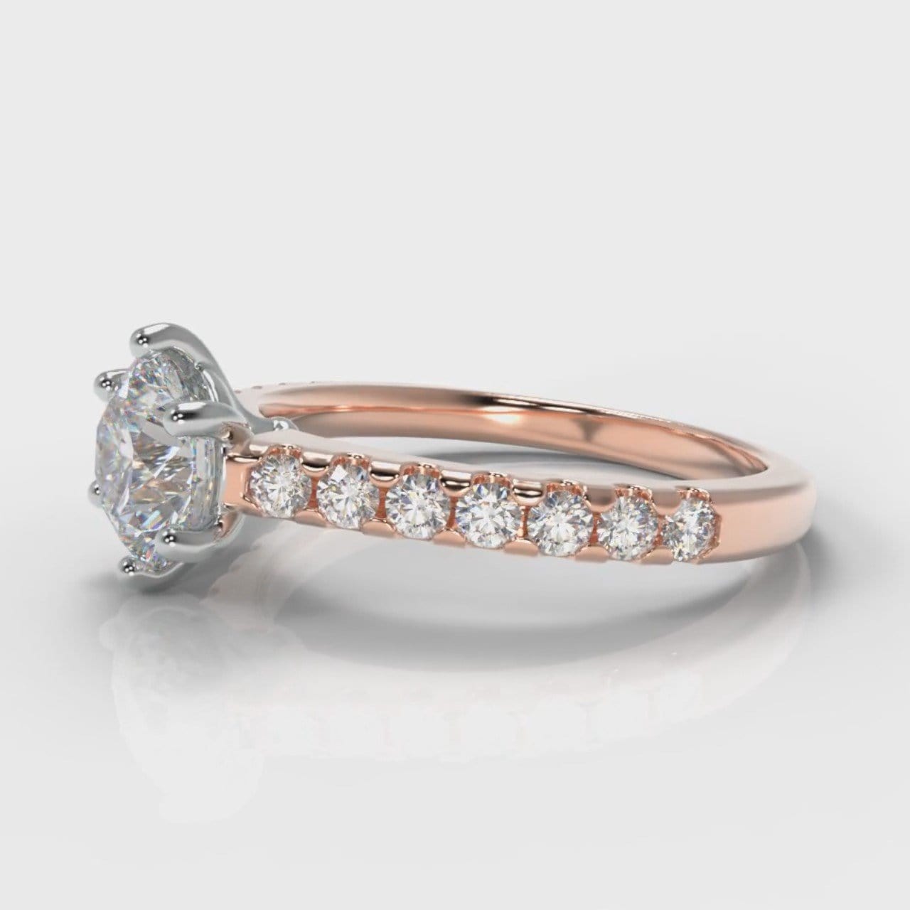 Star Micropavé Round Brilliant Diamond Engagement Ring - Rose Gold