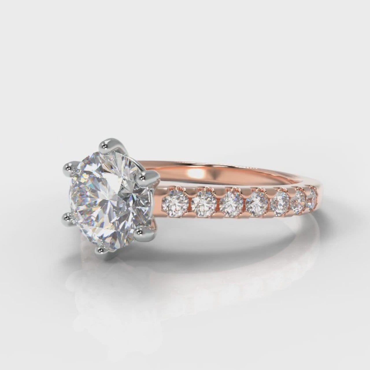 Star Micropavé Round Brilliant Diamond Engagement Ring - Rose Gold