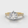 Star Micropavé Round Brilliant Diamond Engagement Ring - Yellow Gold
