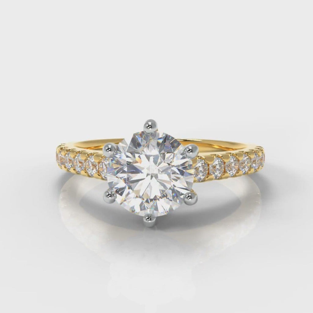 Star Micropavé Round Brilliant Diamond Engagement Ring - Yellow Gold