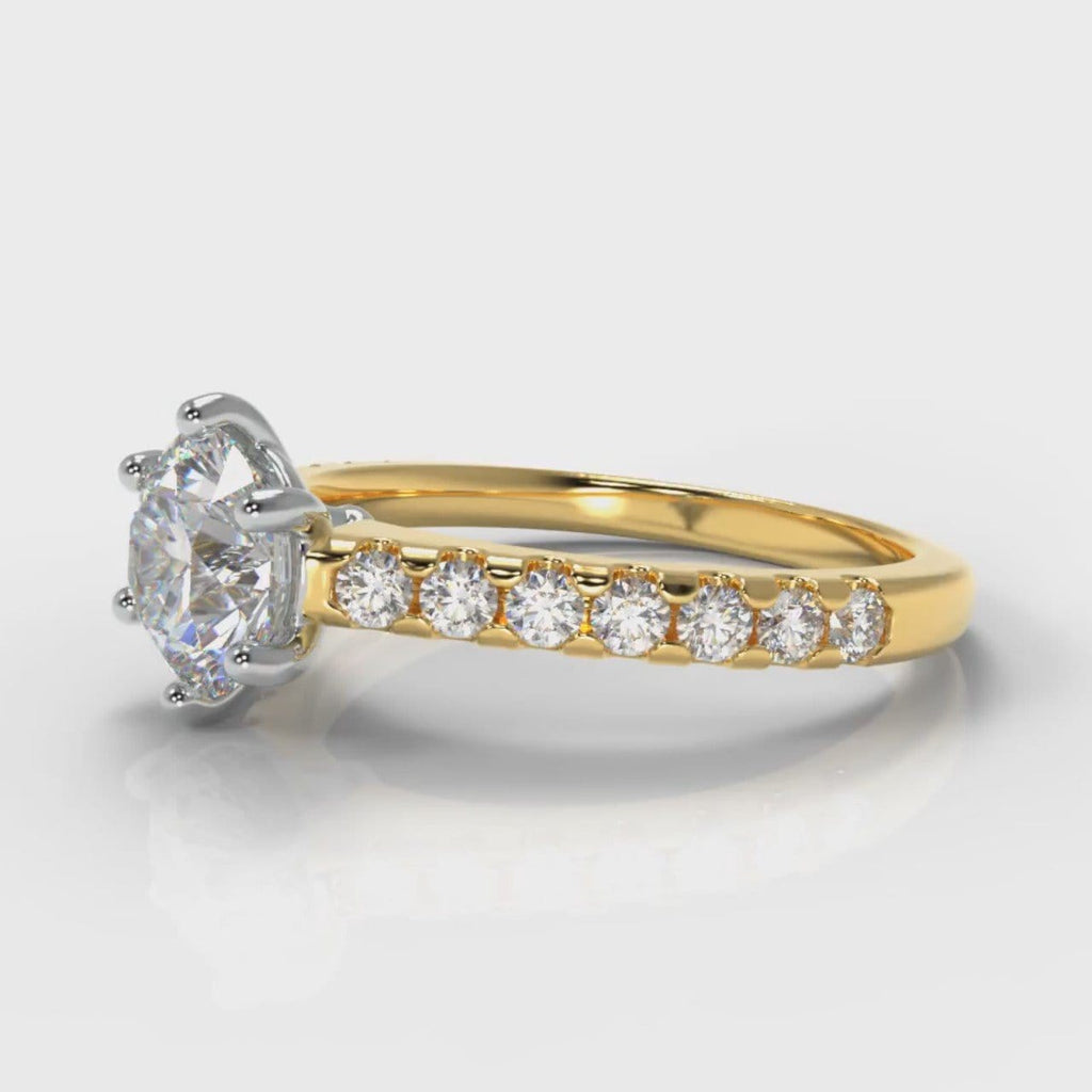 Star Micropavé Round Brilliant Diamond Engagement Ring - Yellow Gold