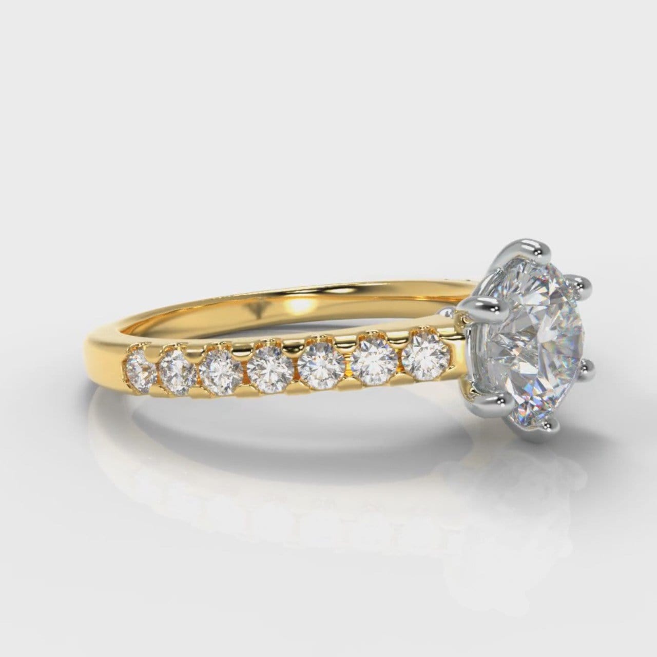 Star Micropavé Round Brilliant Diamond Engagement Ring - Yellow Gold