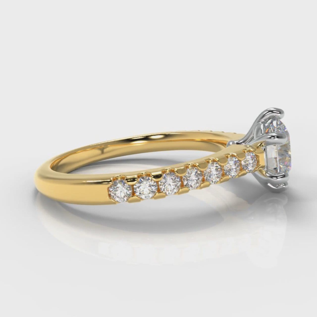 Star Micropavé Round Brilliant Diamond Engagement Ring - Yellow Gold