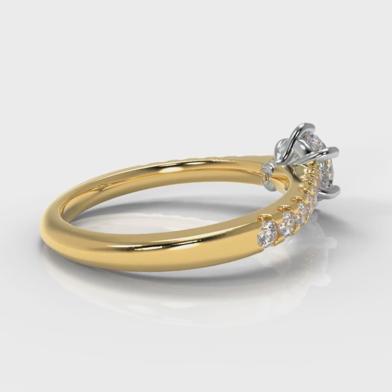 Star Micropavé Round Brilliant Diamond Engagement Ring - Yellow Gold