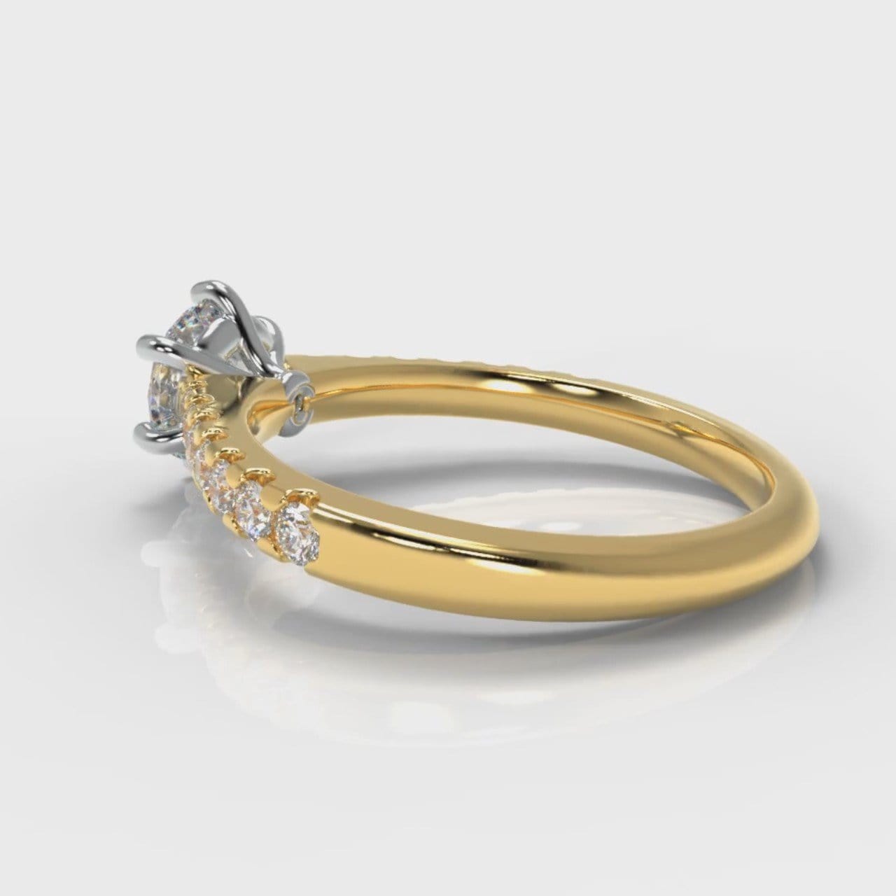 Star Micropavé Round Brilliant Diamond Engagement Ring - Yellow Gold