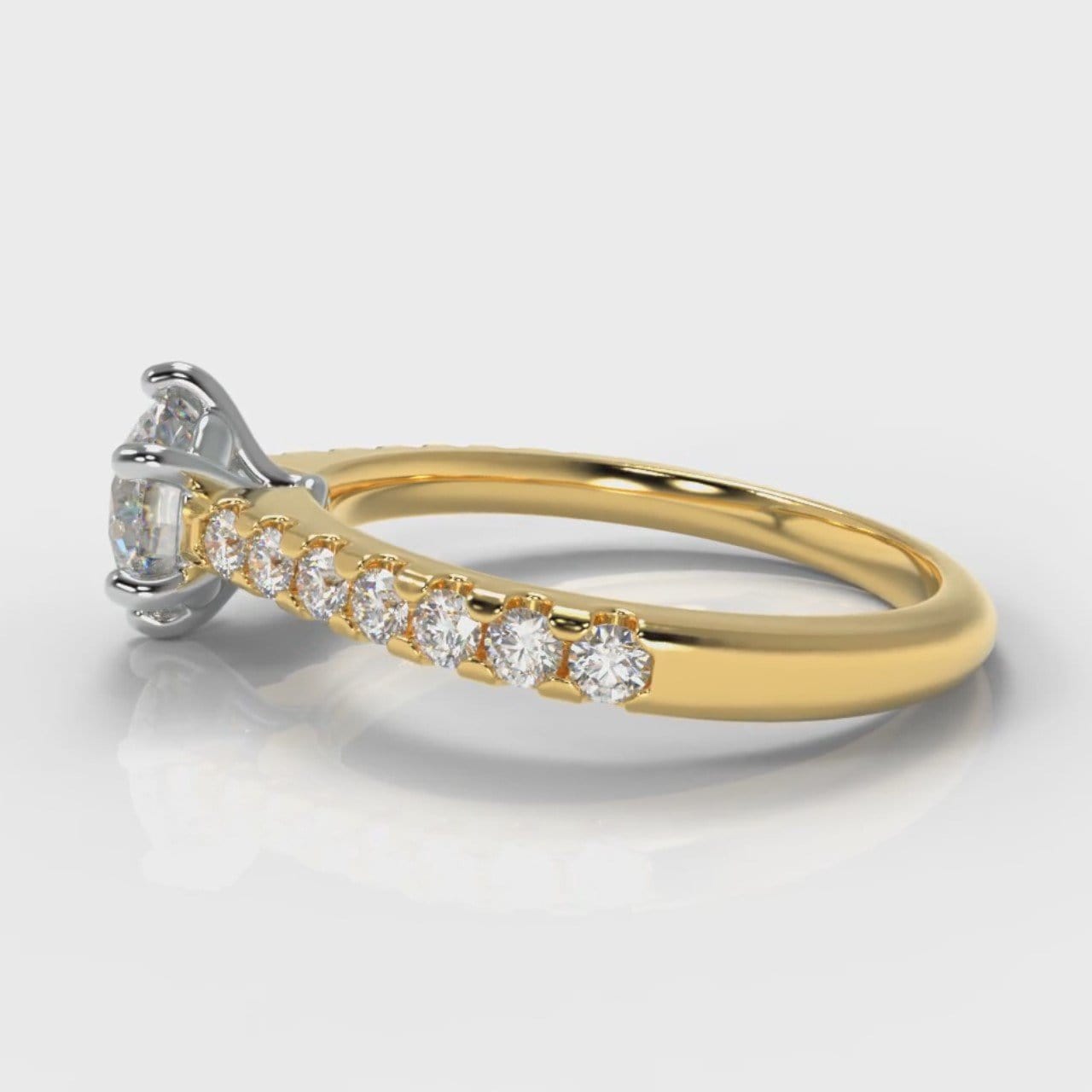 Star Micropavé Round Brilliant Diamond Engagement Ring - Yellow Gold
